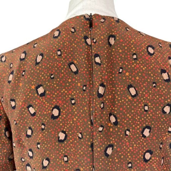 Slate & Willow Silk Rust Leopard Print Mini Dress Tiered Layers Women's Size 10 - Picture 7 of 13